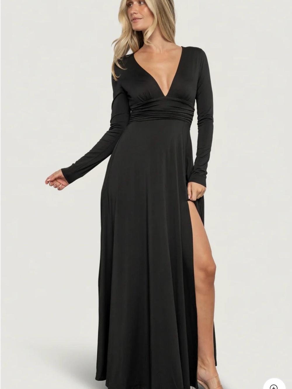 Baltic Born Black Long Sleeve V-Neck Maxi‎ Gown, NWT Maternity or Formal